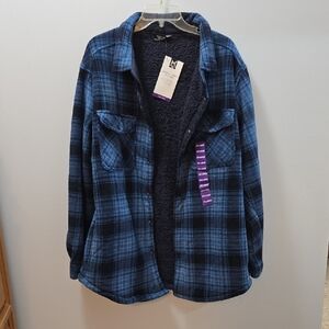 Members Mark Mens Sherpa Lined Blue Plaid Button-Up Jacket XXL NWT 💙💙💙